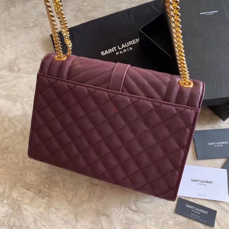 حقيبة سانت لوران ميديوم إEnvelope بجلود مخملية بوردو62935675116802114
