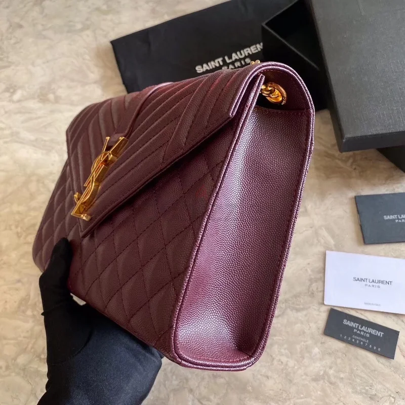حقيبة سانت لوران ميديوم إEnvelope بجلود مخملية بوردو62935675116802113