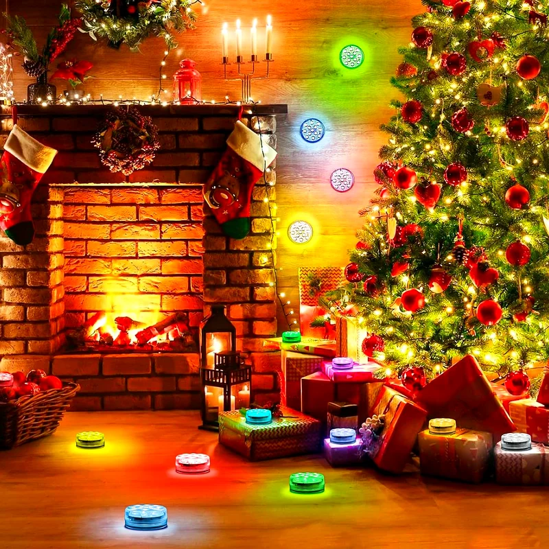 أضواء ليد غاطسة مع جهاز تحكم عن بعد RF، (قطعتان، جهاز تحكم عن بعد واحد)63220324572418112