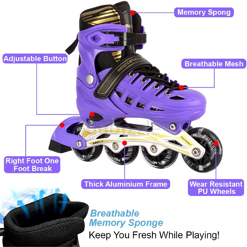 Inline Skates Shoes for Kids and Youth Complete Set with Helmet and Protection and extra tools63247760884353111