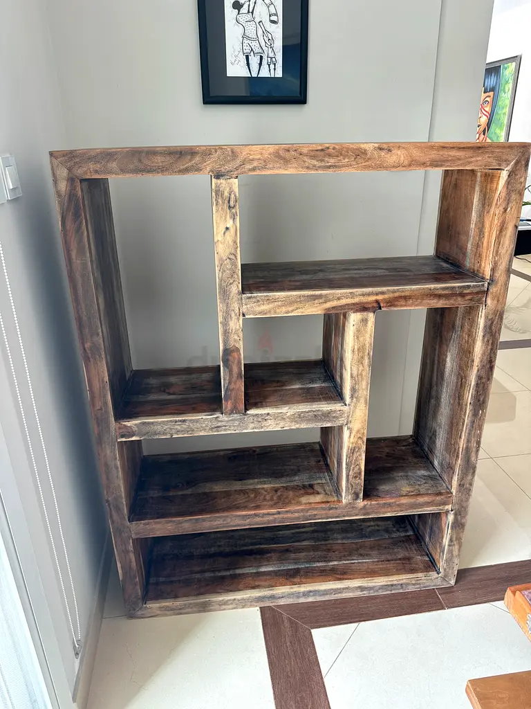 Solid wood decorative shelving unit