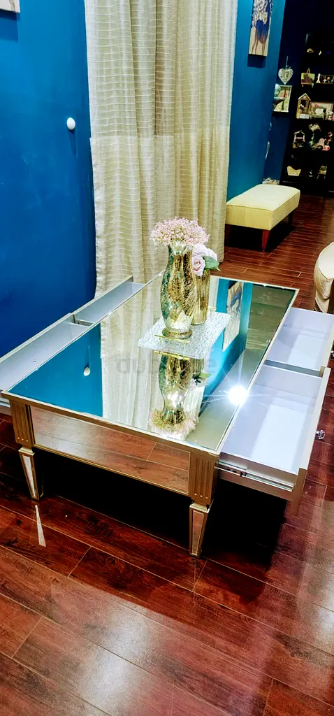 Zarelli mirrored coffee table 4 drawers