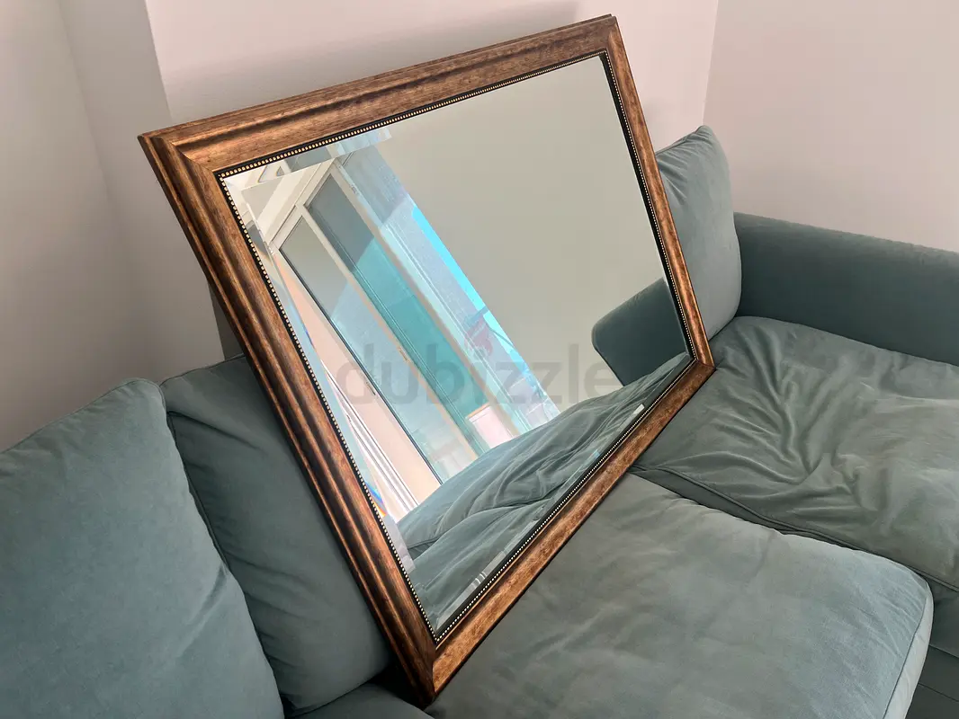 Gold frame wall hanging mirror 90cm x 115cm