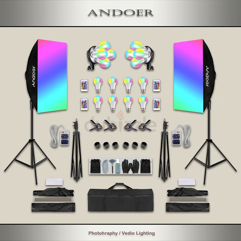 ANDOER Wireless RGB-W 2 Softbox 4in1 Lighting Kit632651023183391117