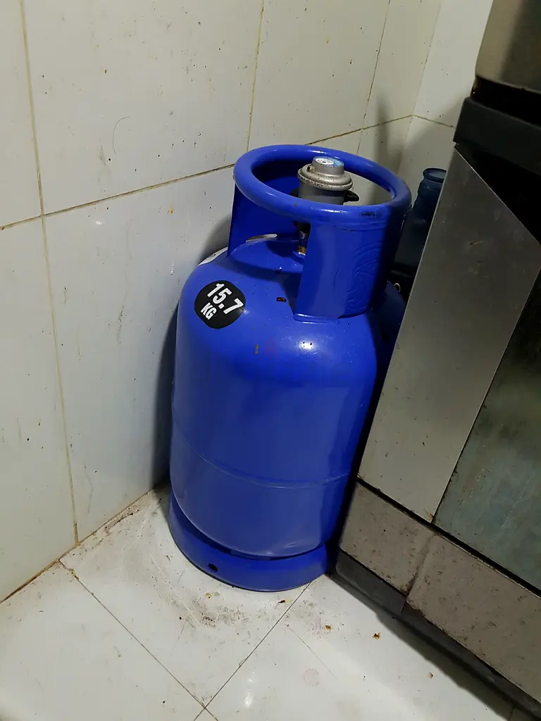 Gas cylinder with filled gas, regulator, pipe