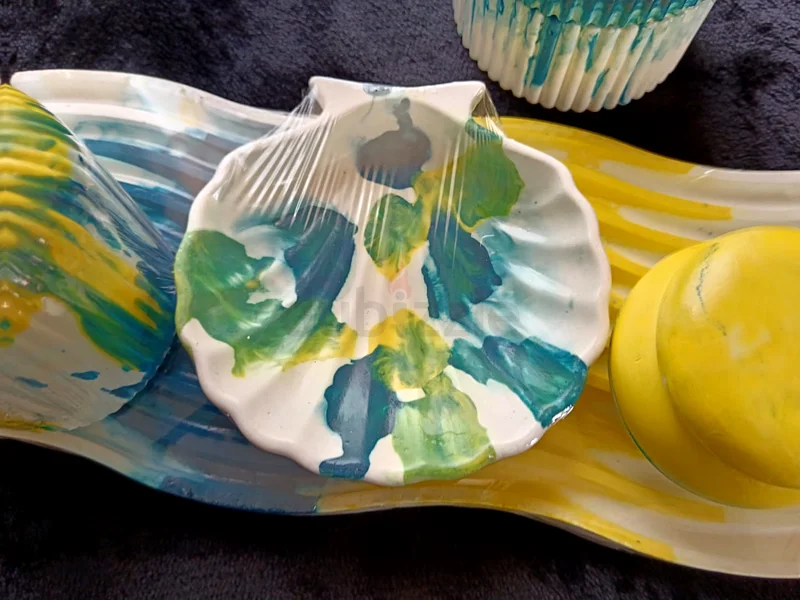 Turquoise and yellow set consisting of 7 pieces63222339279363113
