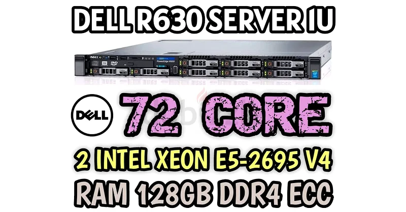 72 CORE DELL R630 SERVER E5-2695 V4 DUAL INTEL XEON RAM 128GB DDR4 HARD DRIVE 7.2TB SAS 10K63255538910595110