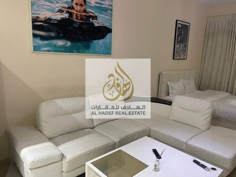Furnished studio, large area, separate kitchen, clean and tidy furnishings in Ajman One Towers