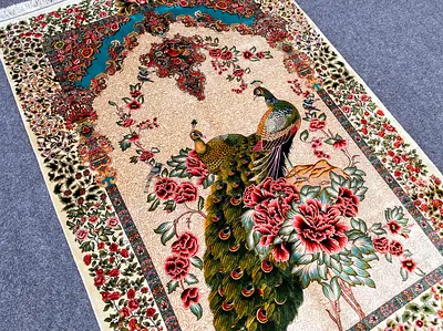 179 x 120 cm | New High Quality Peacock Persian Silk Carpet