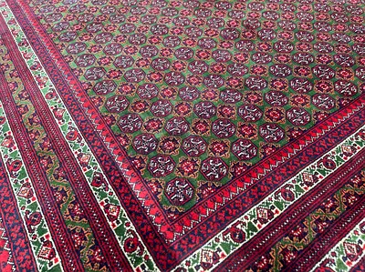 205 x 149 cm | New Handmade Beautiful Turkmen Khuaja Roshnai Carpet Green