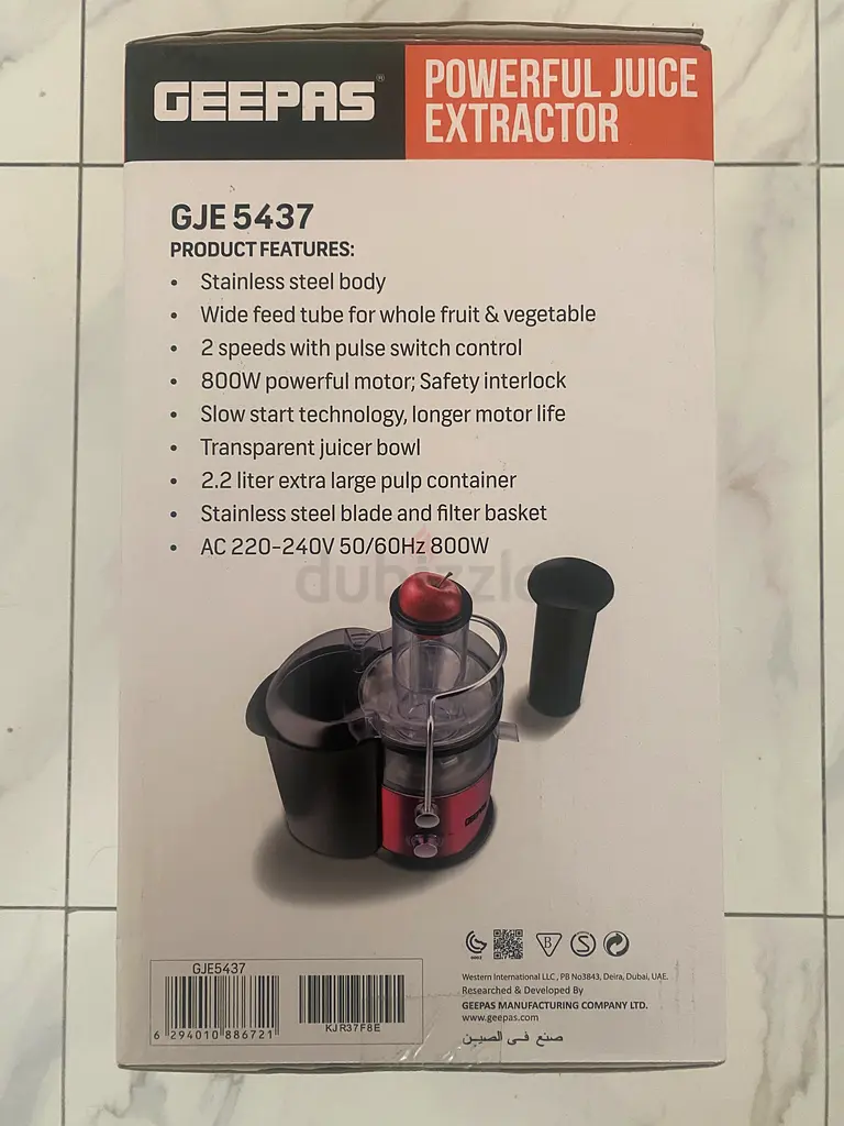 Geepas Juice Extractor GJE5437 New/Unopened