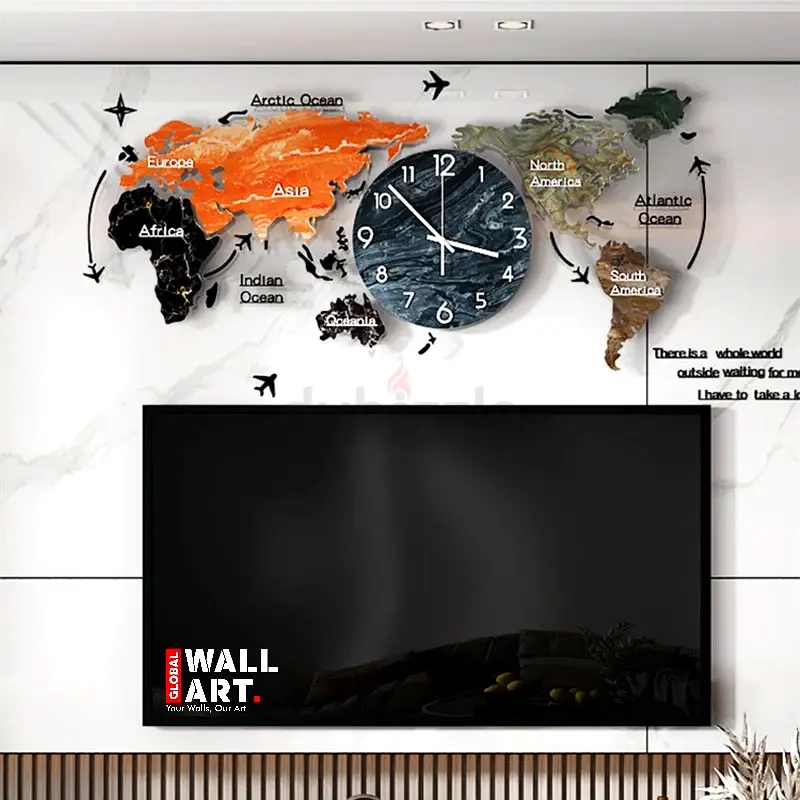 Masterpiece of the World Colorful World Map Clock Artful Timekeeping