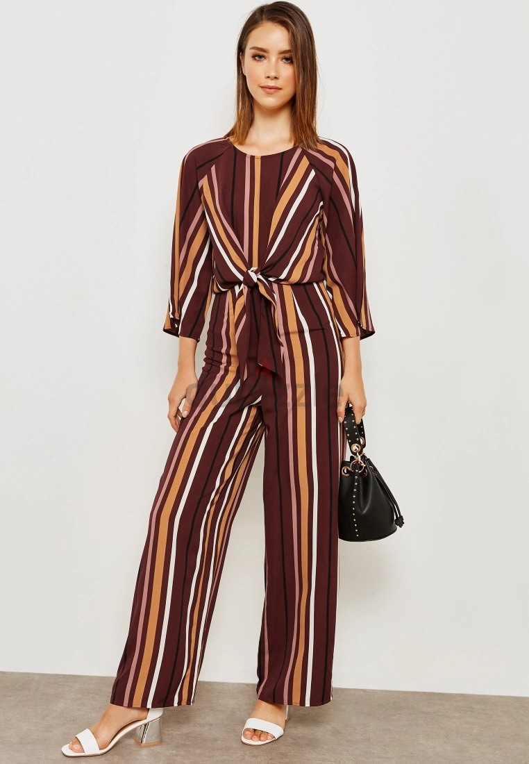 Super Sale- New Forever 21 Front-Tie Striped Jumpsuit