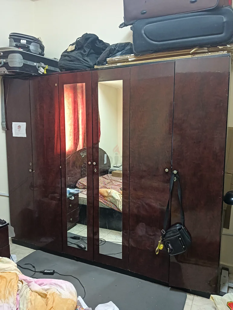 Double bed set with big 03 partition cupboard along with dressing table