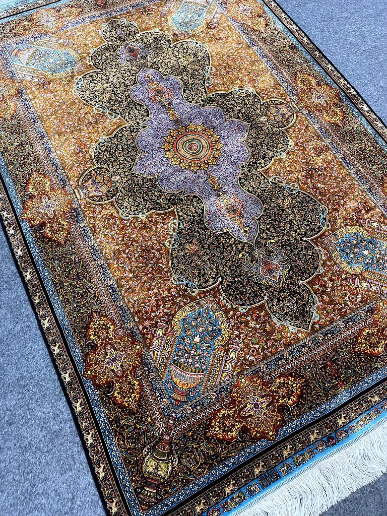 179 × 120 سم | سجادة فارسية حريرية جميلة وفاخرة جديدة بجودة عالية63183722931842112