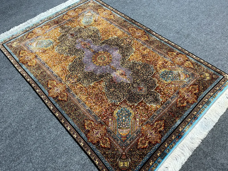 179 × 120 سم | سجادة فارسية حريرية جميلة وفاخرة جديدة بجودة عالية63183722931842113