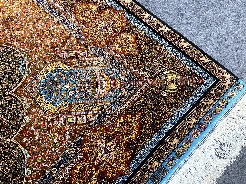 179 × 120 سم | سجادة فارسية حريرية جميلة وفاخرة جديدة بجودة عالية63183722931842114