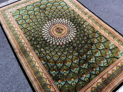 178 x 120 cm | New High Quality Gorgeous Silk Green Gombad Persian Carpet
