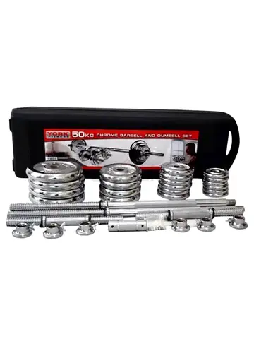 Chrome dumbbells and Barbell set 50kg