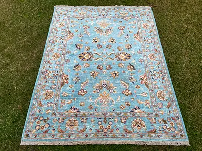 197 x 149 cm | Handmade Beautiful Blue Sultani Carpet