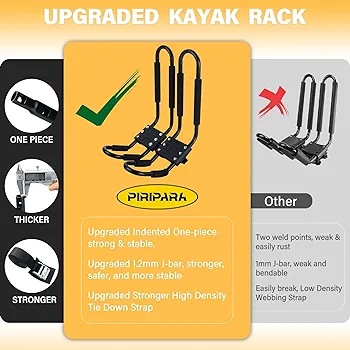 J-Bar Rack 2 Pairs Universal HD Kayak Carrier ，Kayak Roof Rack for 2 Kayaks  for Canoe Boat Surf Ski Roof Top Mount On Car SUV Crossbar(2pairs) in Dubai  - UAE