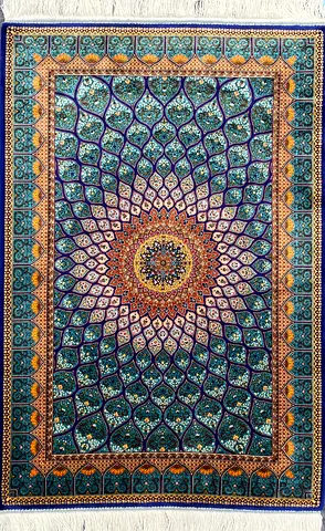 179 x 120 cm | New High Quality Beautiful Persian Gombad Silk Carpet