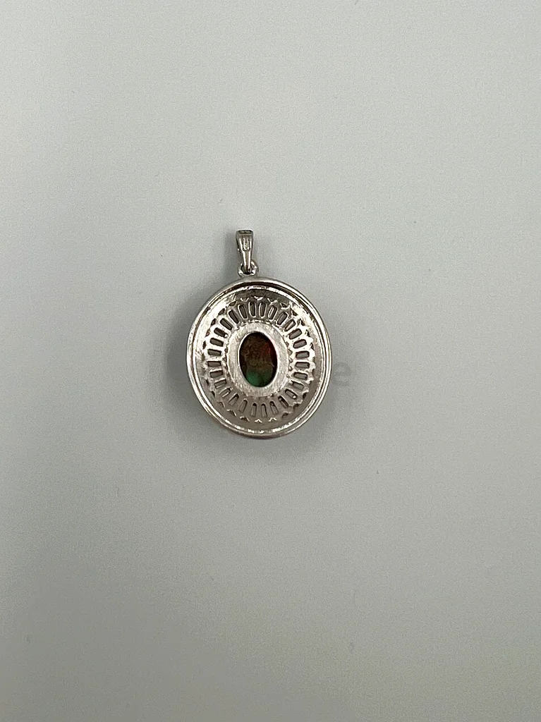 Womens silver necklace with natural Nishaburi turquoise stone - قلادة فضة نسائي بحجر فيروز طبيعي63173861053186111