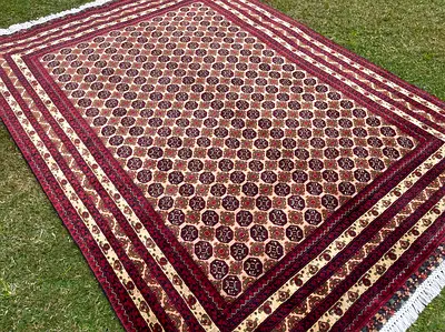 200 x 147 cm | New Handmade Beautiful Turkmen Khuaja Roshnai Carpet