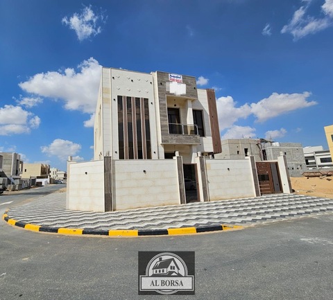 A Beautiful Villa For Rent In Ajman Al Zahia, Featuring A Charming View On The Corner Of Two Asphal
