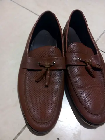 Handmade brown leather formal shoes, size 44