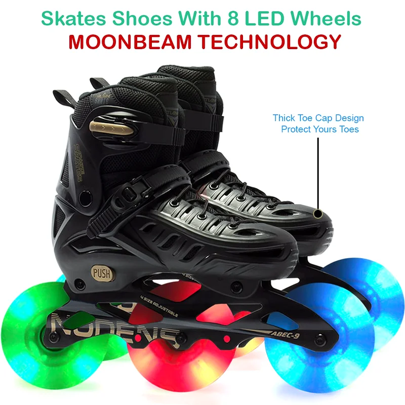 Tiane Professional Skates 3 LED Wheels *Blk*63246246121731111