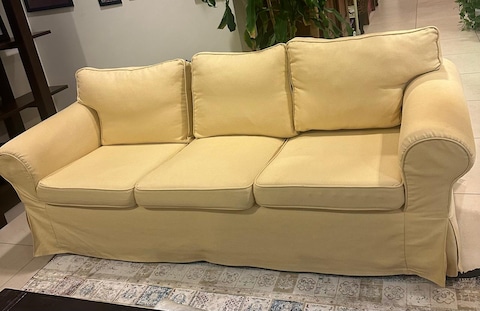 IKEA 3-seater sofa with hand made covers