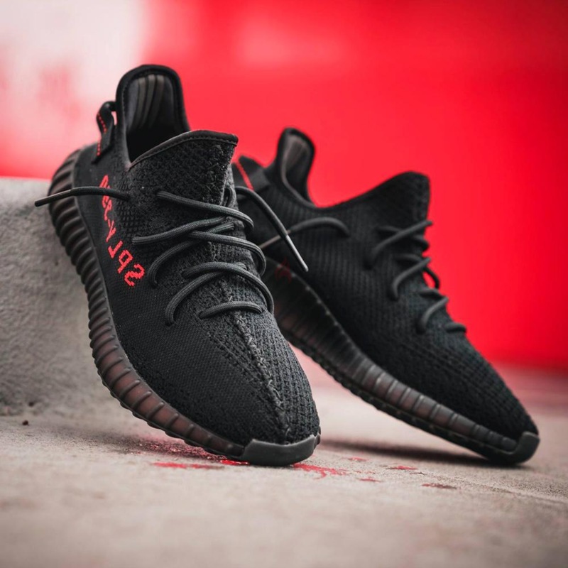 Black and red yeezy 350 best sale