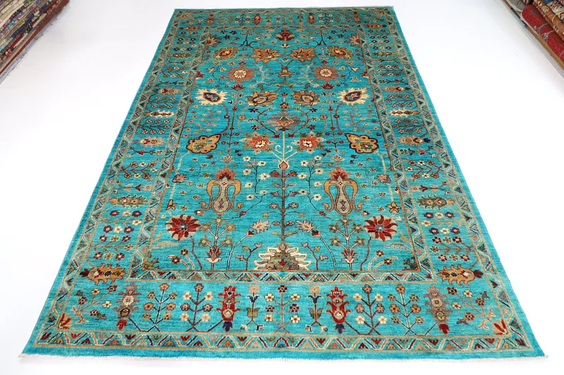 203 × 295 سم | 6.8 × 9.8 قدم | سجادة زرقاء جديدة مصنوعة يدويًا | سجادة أفغانية مصنوعة يدويًا63185241466883111