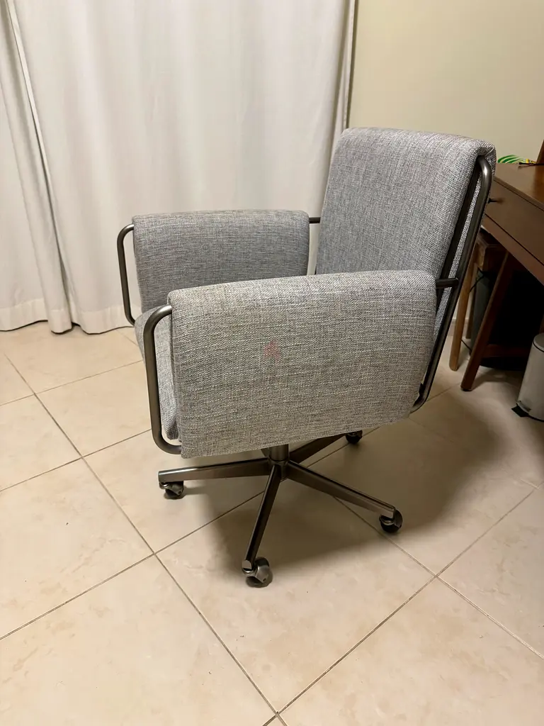 Crate Barrel Caterina Grey Upholstered Office Chair