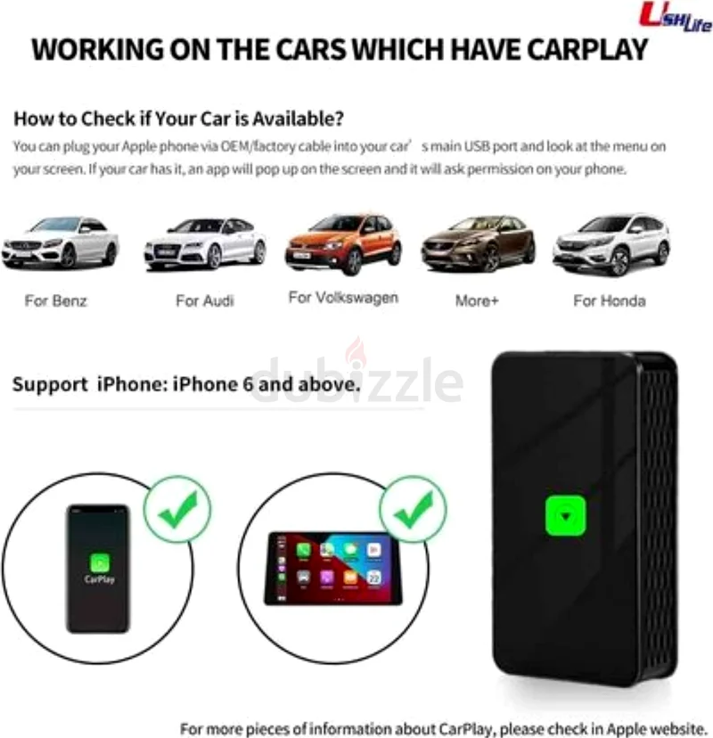 محول ushilife CarPlay لاسلكي لمقبس CarPlay مدمج بالسيارة63261259839875114