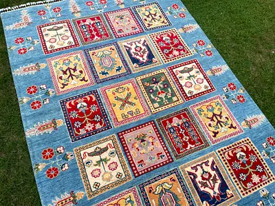 210 x 150 cm | New Handmade Beautiful Blue Bakhtiar Kazak Carpet