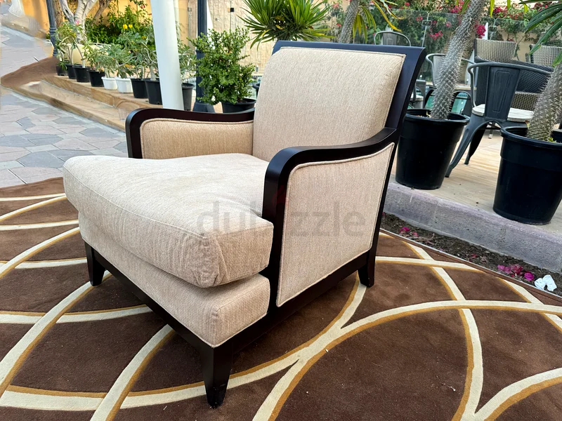 Napoleon Lounge Armchair, Scrollwork Dark Wood Art Deco Reading Chair