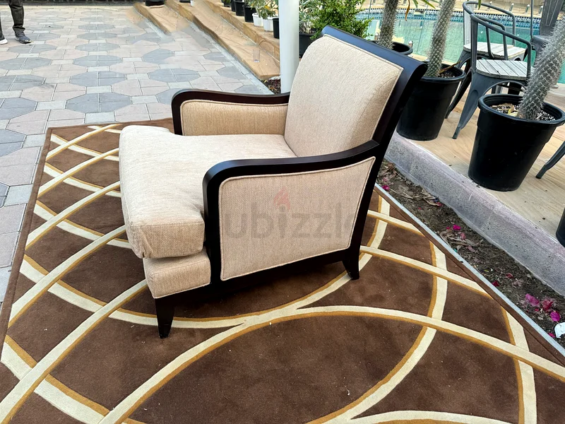 Napoleon Lounge Armchair, Scrollwork Dark Wood Art Deco Reading Chair