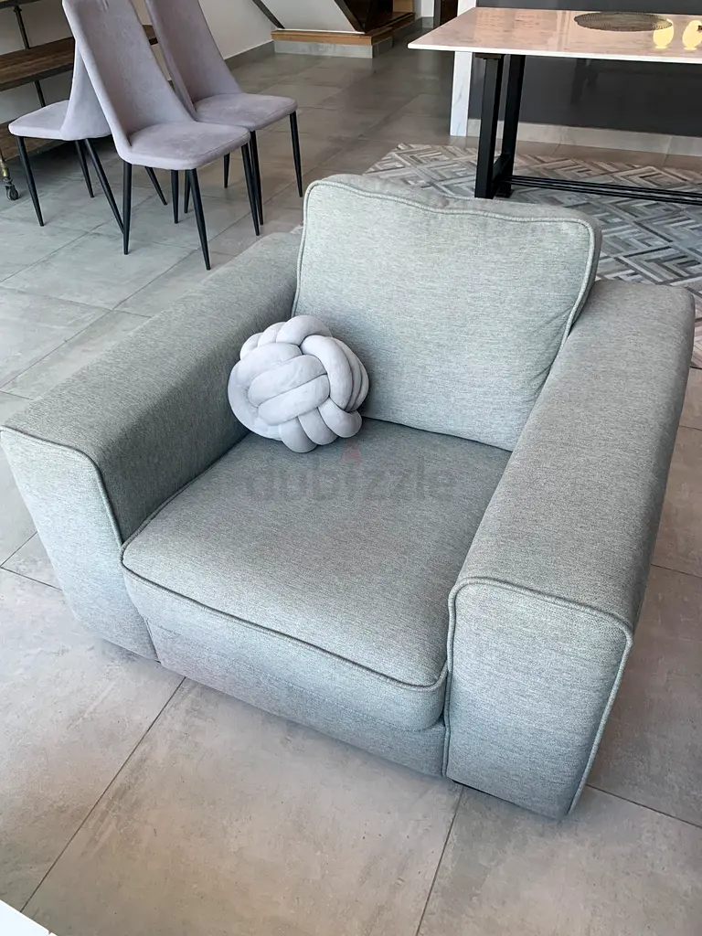 Grey velvet armchair