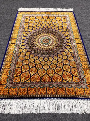 117 x 80 cm | New High Quality Silk Golden Persian Carpet