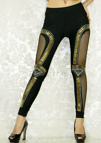 Black and gold leggings size M