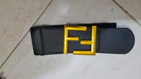Fendi black leather wide and stretchy belt for all sizes