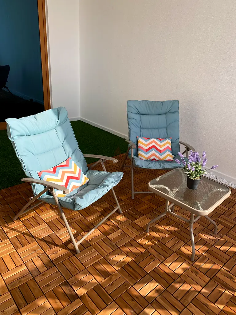 Folding balcony chair set with table