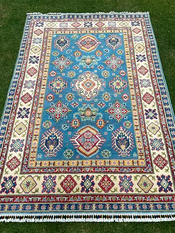 148 x 217 cm | new Handmade Beautiful Blue Kazak Carpet