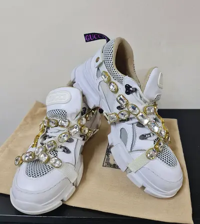 GUCCI Sega Crystal snickers. Leather.  38-39 size