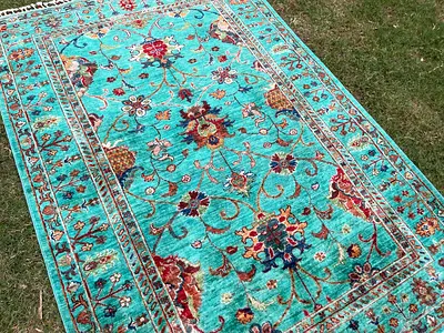 124 x 181 cm | new Handmade Beautiful Turquoise Sultani Carpet