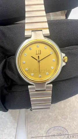 DUNHILL DIAMOND HOUR MARKERS, GOLD BEZEL, STEEL  GOLD STRAP
