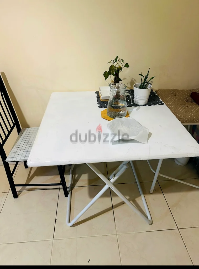 Foldable dining table with 1 chair