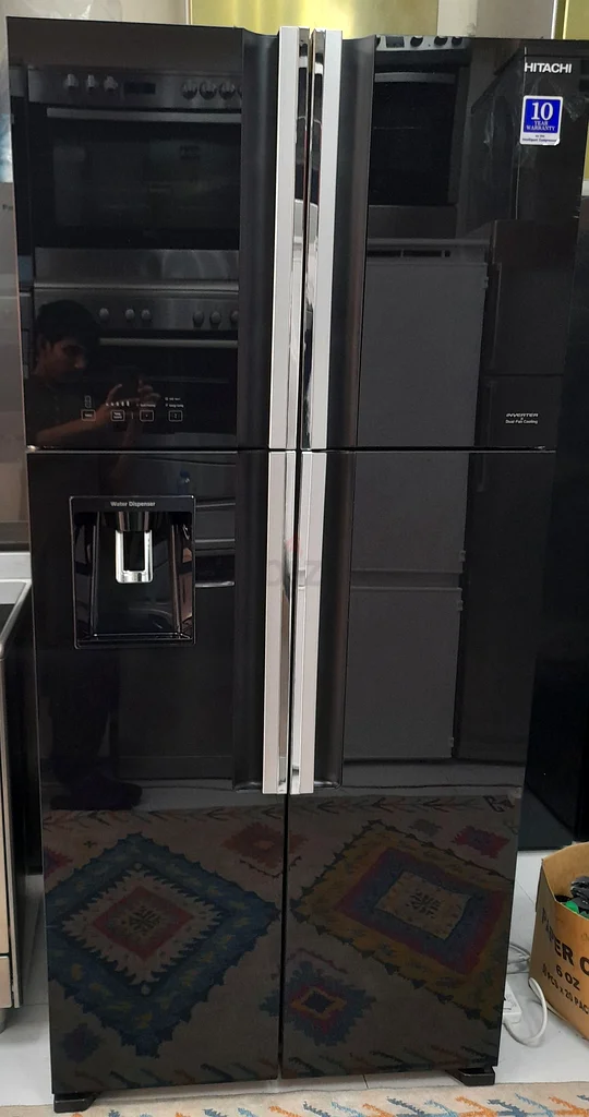 Hitachi black glass door refrigerator for sale